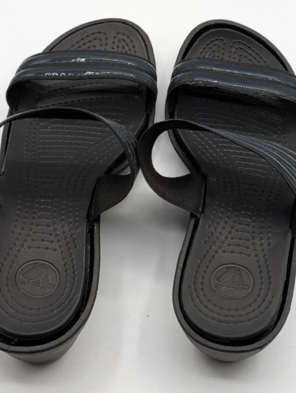 Crocs Mixed Sizes (6 - Right, 7 - Left) Black Comfort Slides Wedge Sandals